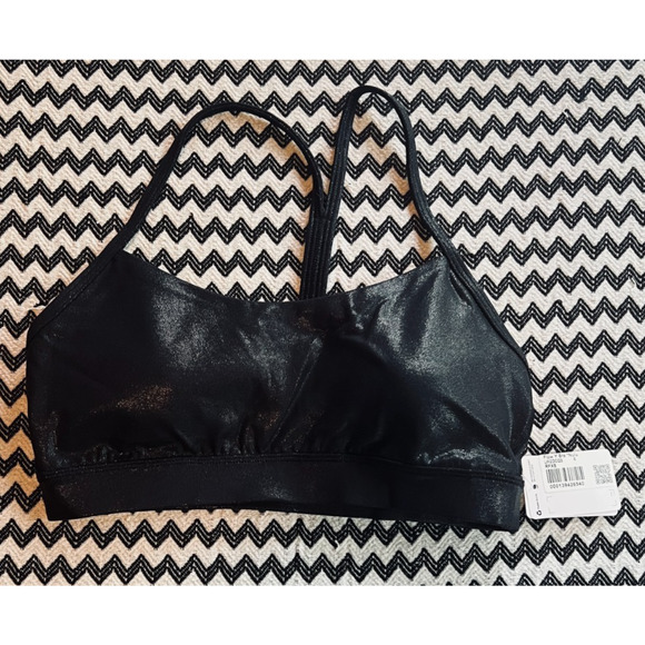 NWT Lululemon Flow Y Bra Nulu *Shine Radiate Foil Print Black Size : 6